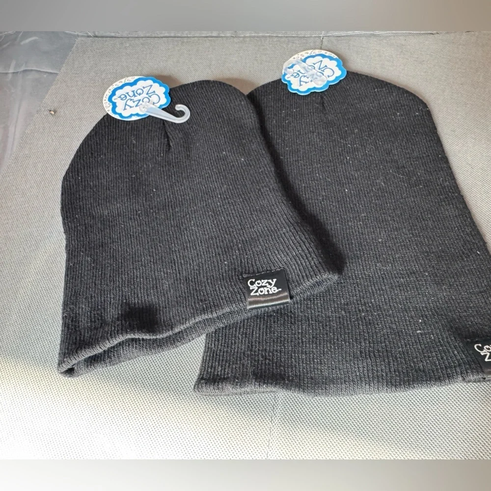 Cozy Zone Black Knit Beanies